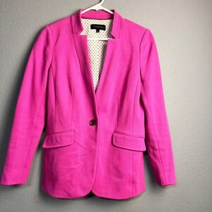 Talbots Pink Blazer Jacket Textured Single Button Pockets 6 Valentines Feminine
